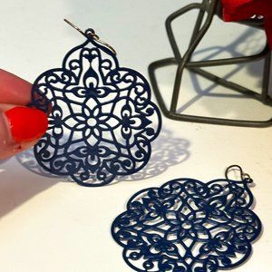 Blue Filagree Dangle Earings